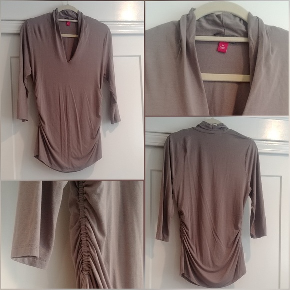 Vince Camuto Tops - Vince Camuto, Side-Ruched Top, Gray